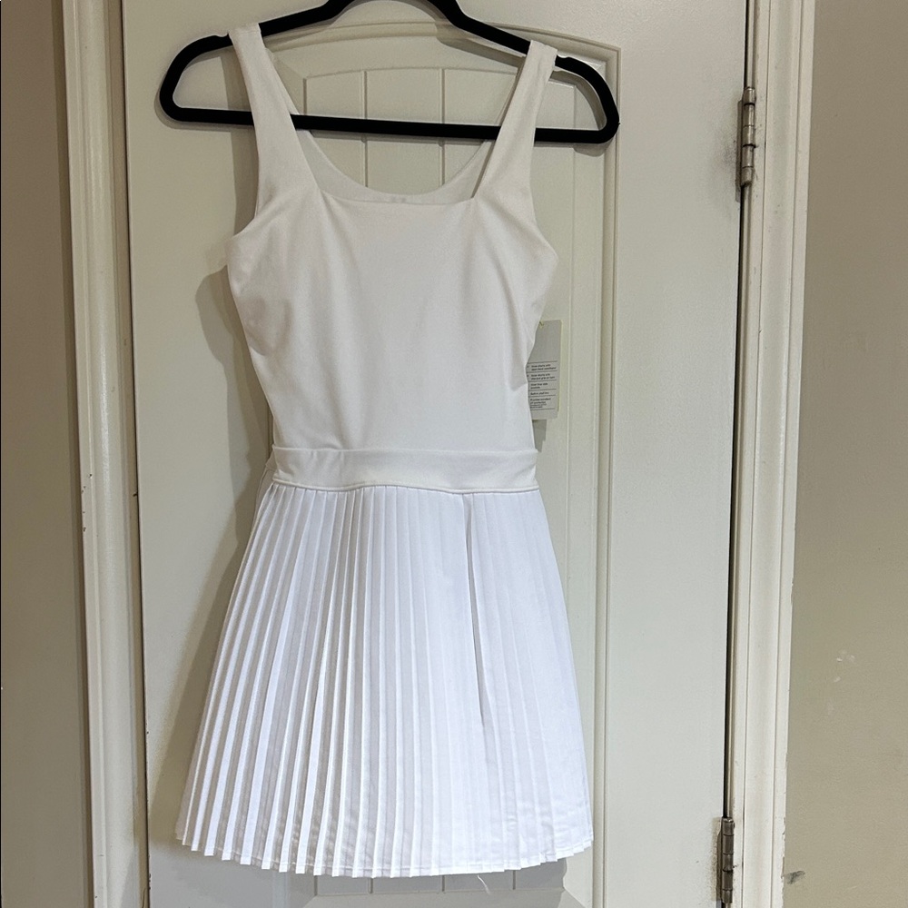 White Pleated Tank Top Skort Bodysuit